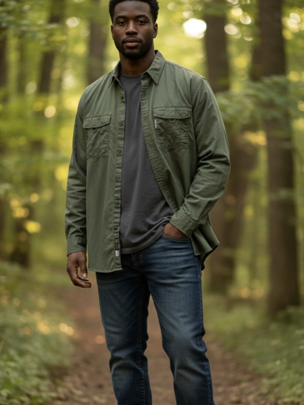 Columbia Olive Green Men's Utility Shirt Jacket